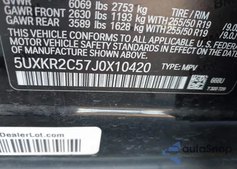 2018 BMW X5 Sdrive35I из США, поврежденный, VIN 5UXKR2C57J0X10420